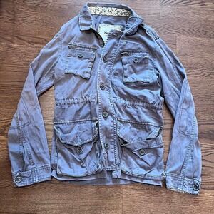 y2k gray cargo utility field jacket small